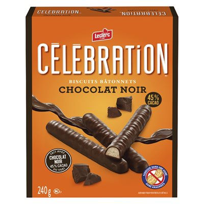 Biscuits bâtonnets chocolat noir 45% cacao 240gr