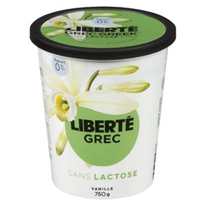 Yogourt vanille sans lactose 0% 750gr