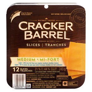 Fromage cheddar mi-fort léger 12 tranches 240gr